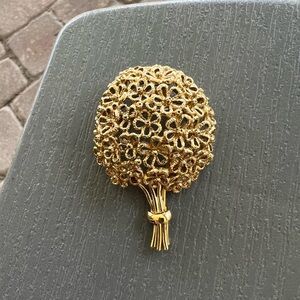 Vintage Monet Gold Floral Brooch